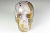 Polished Banded Agate Skull with Amethyst Crystal Pocket #190431-1